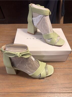 Alex Marie Light Green Block Heel Sandals